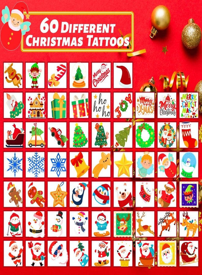 winthrop 240 Pcs Christmas Temporary Tattoos for Kids, Bulk Safety Waterproof Tattoos, Christmas Prizes Assorted Gadgets, Best Choice for Christmas Party Favors, 60 Different Designs Elk Santa Claus - Image 5